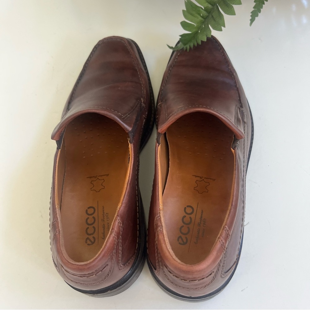 Ecco Shockpoint Brown Leather Apron Loafer Rubber Sole Mens Sz 11 EU 45 - Picture 7 of 16